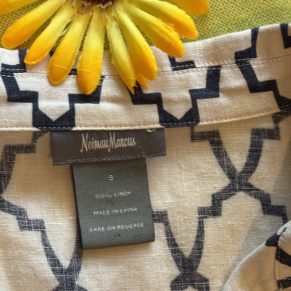 🩷 NEIMAN MARCUS; Classy & Upscale Geometric Black/White 100% LINEN Tunic; Sz. S! - Picture 5 of 10